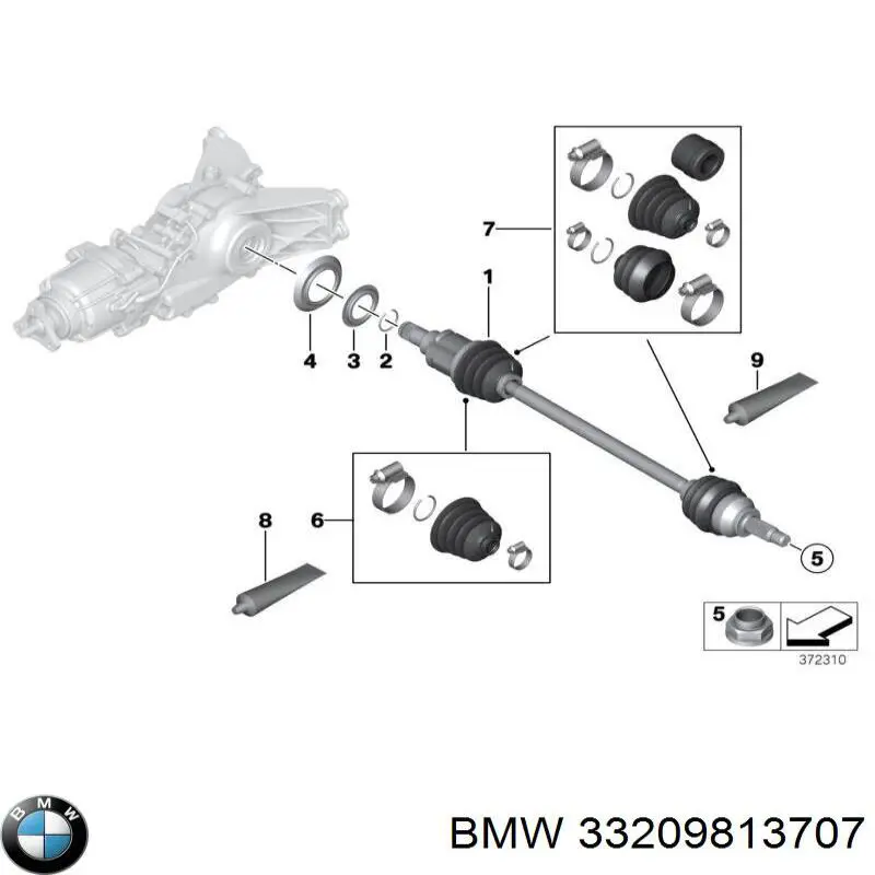 33209813707 BMW árbol de transmisión trasero izquierdo