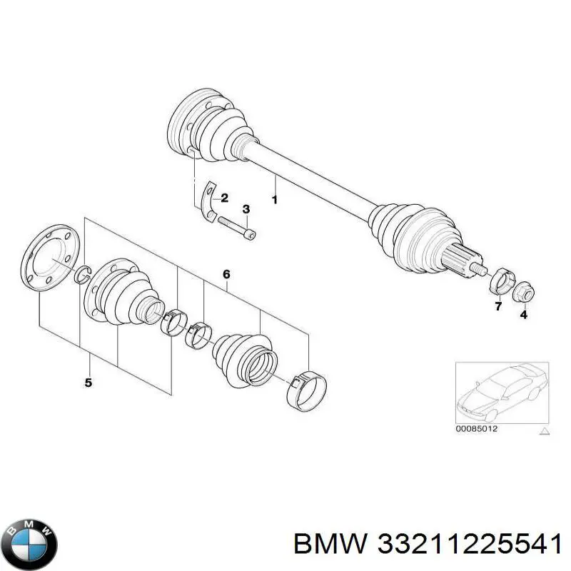 Fuelle exterior del eje de transmisión trasero 33211225541 BMW