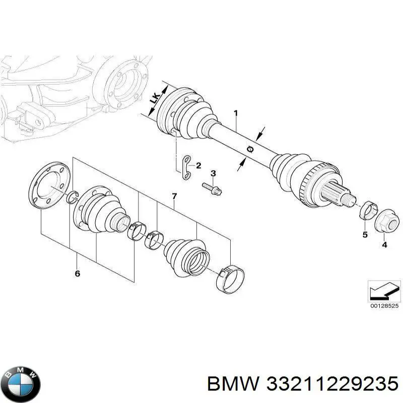 33211229235 BMW árbol de transmisión trasero