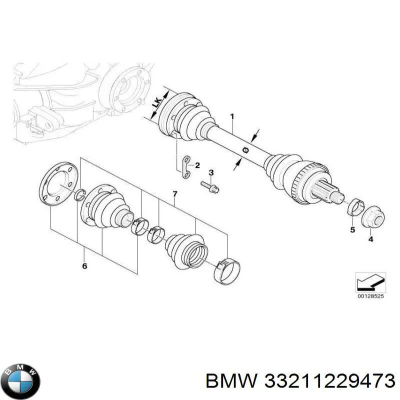 Árbol de transmisión trasero BMW 33211229473