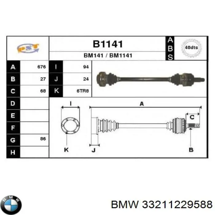 Palier trasero derecho para BMW 3 (E46)