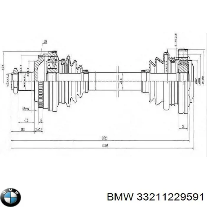 Semieje trasero izquierdo BMW 33211229591 precio, desde 100,22 EUR