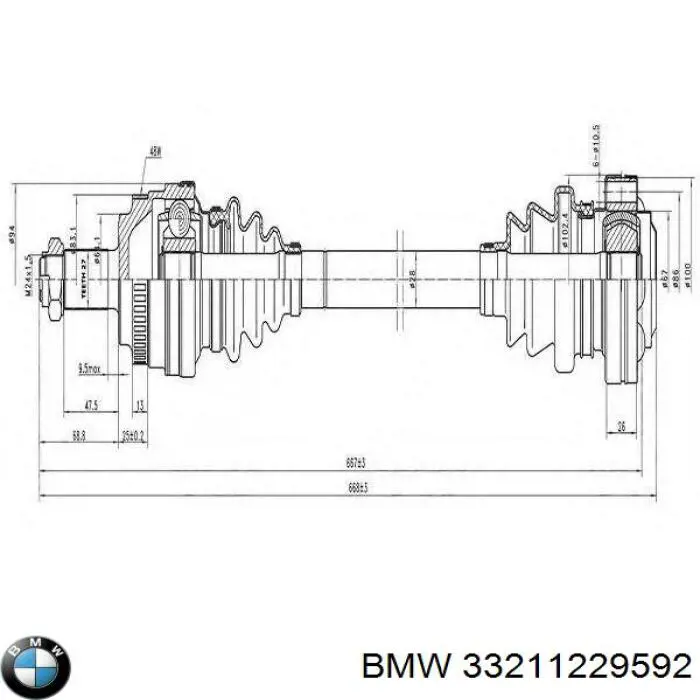 Semieje trasero derecho 1229495AI01 BMW