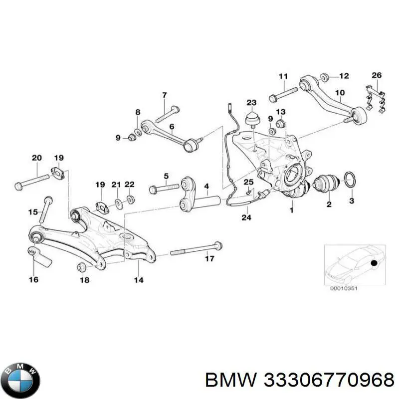 Comprar 33306770968 BMW Perno de fijación interior del brazo oscilante superior trasero