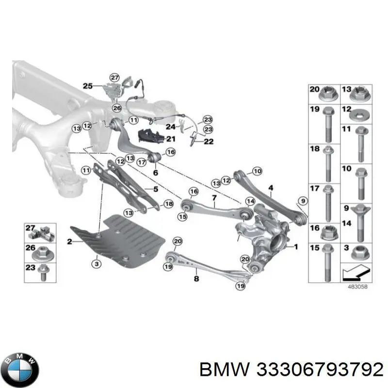 33306793792 BMW perno de fijación, brazo oscilante inferior trasero,interior