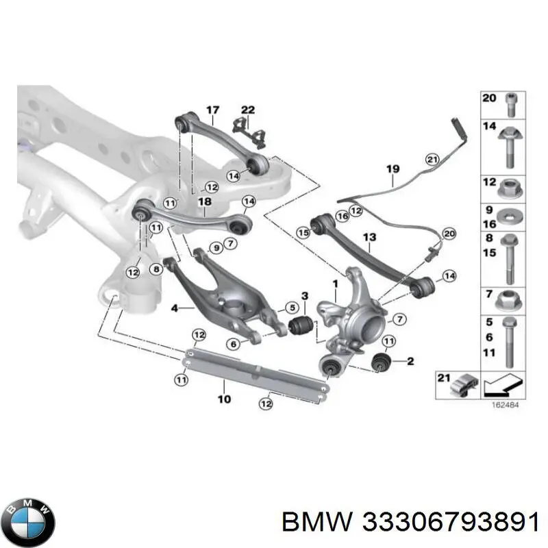 Comprar 33306793891 BMW Perno de fijación del brazo inferior trasero exterior