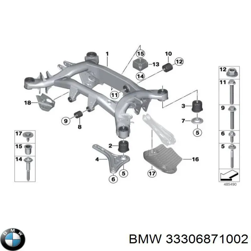33306871002 BMW Protección inferior trasera del brazo de suspensión