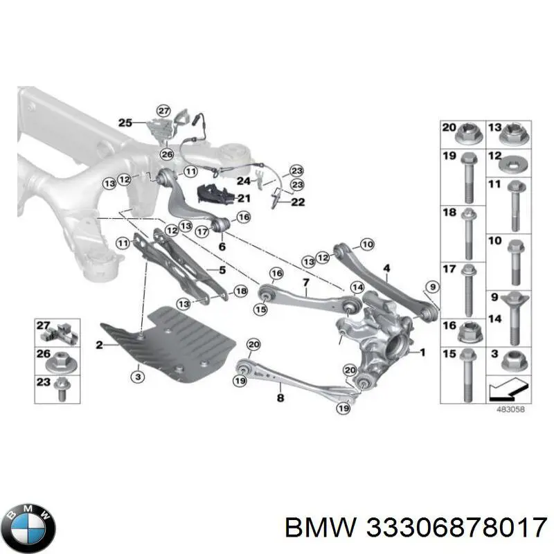 33306878017 BMW brazo suspension trasero superior izquierdo