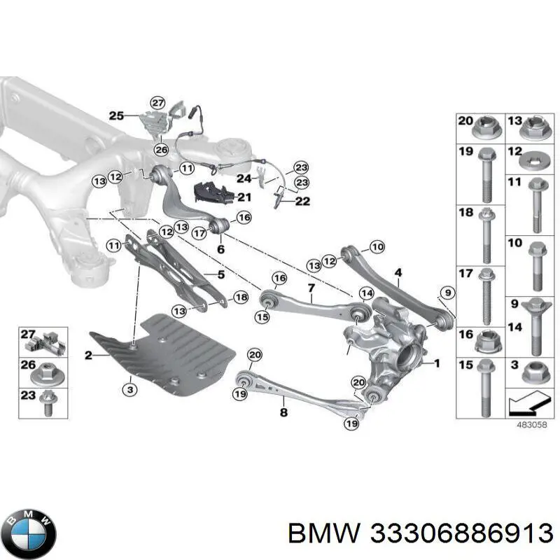 33306886913 BMW brazo suspension trasero superior izquierdo