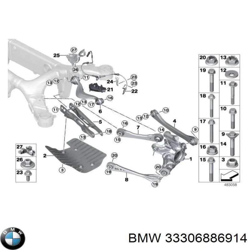 33306886914 BMW brazo suspension trasero superior derecho