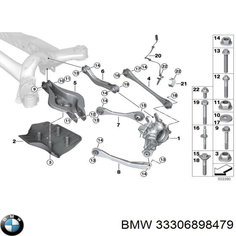 33306898479 BMW Mangueta trasera izquierda