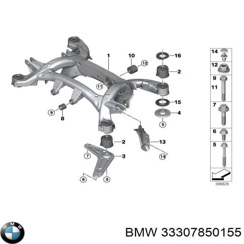 33307850155 BMW subchasis trasero soporte motor