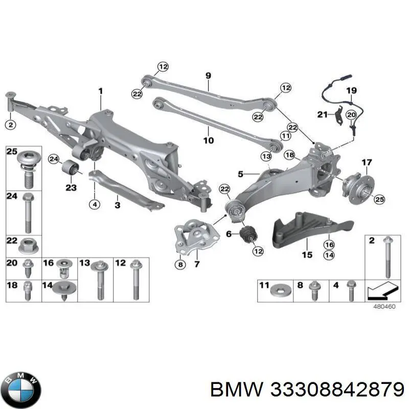 Brazo longitudinal inferior izquierdo de la suspensión trasera BMW 33308842879 precio, desde 194,57 EUR