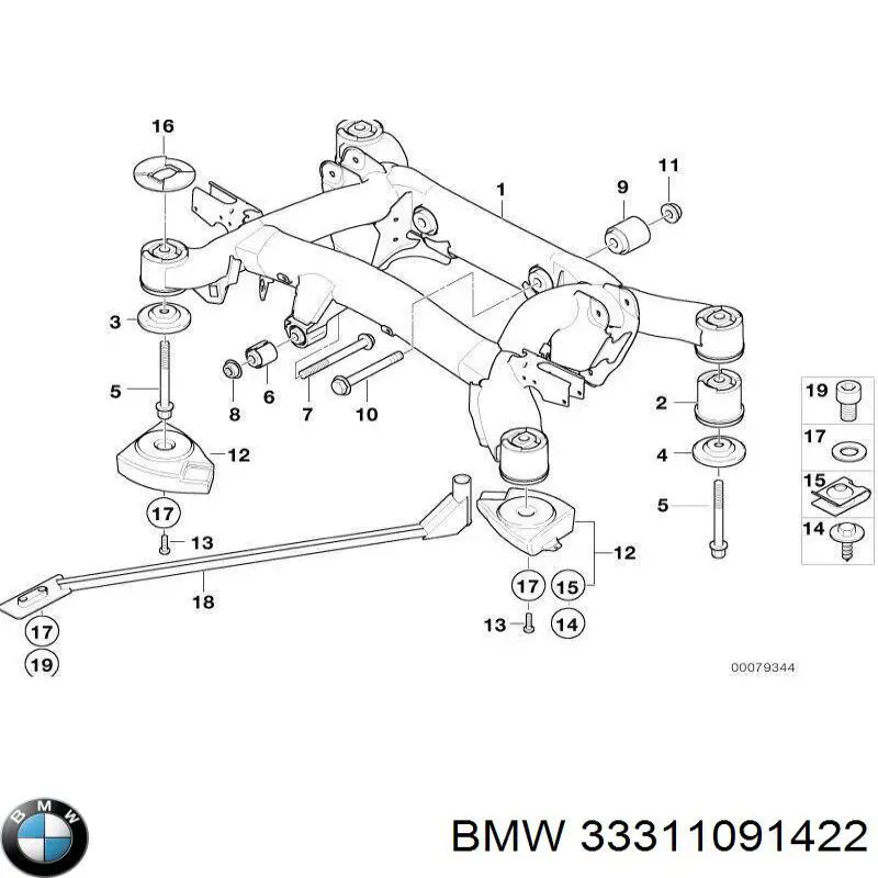 33311091422 BMW suspensión, cuerpo del eje trasero