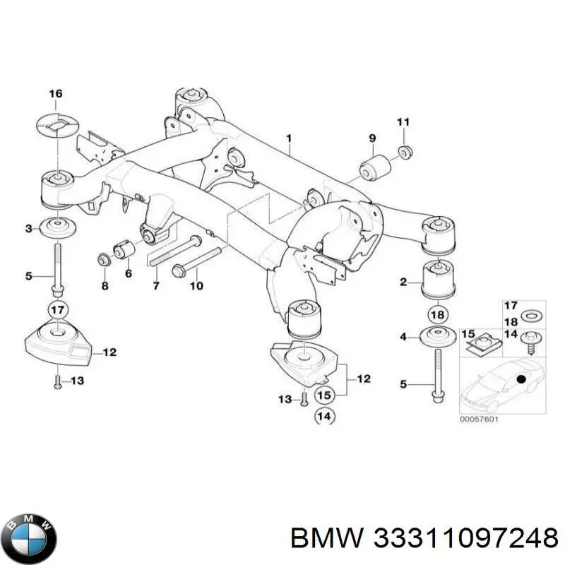 Subchasis trasero soporte motor BMW 33311097248 precio, desde 213,44 EUR