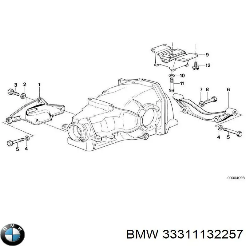 33311132257 BMW silentblock, soporte de diferencial, eje trasero, trasero