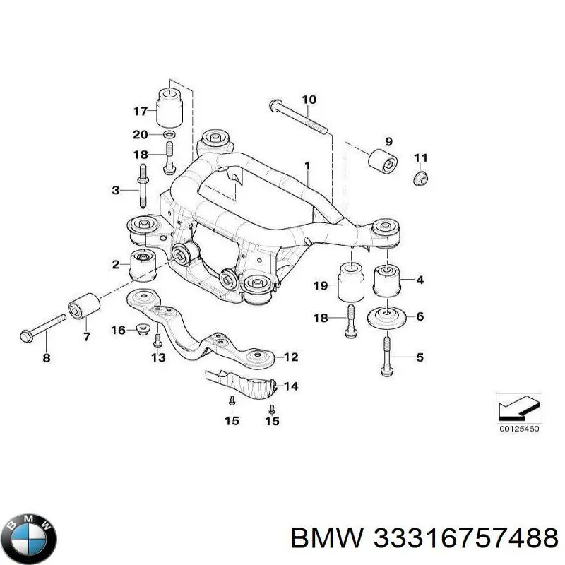 33316757488 BMW subchasis trasero soporte motor