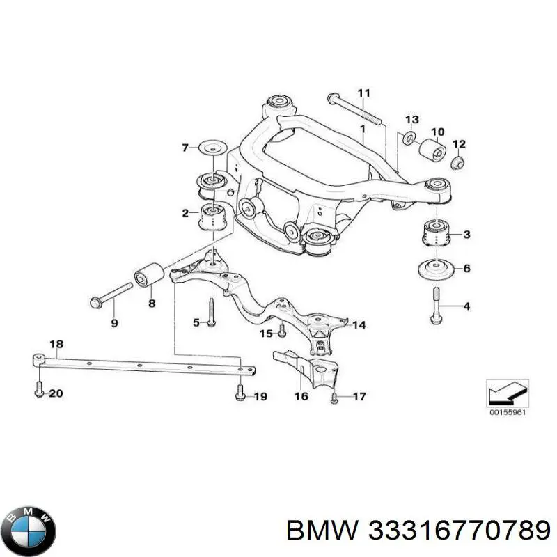 33316770789 BMW suspensión, cuerpo del eje trasero