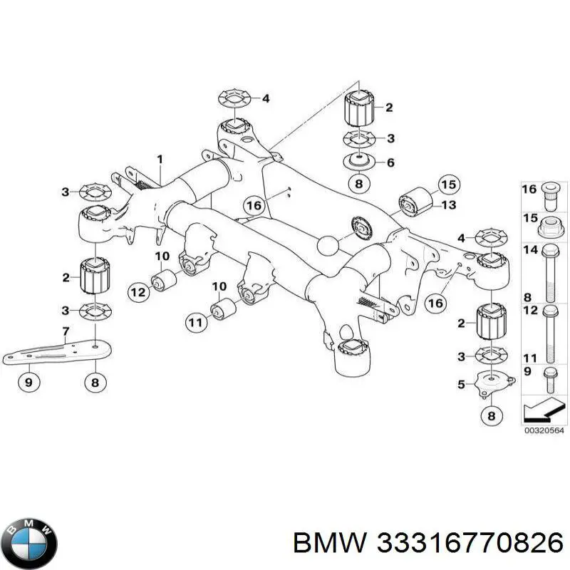 33316770826 BMW suspensión, cuerpo del eje trasero