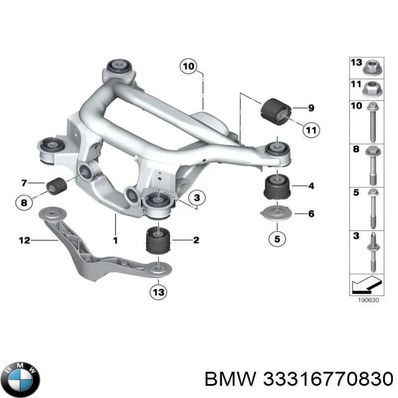 33316770830 BMW Subchasis trasero soporte motor