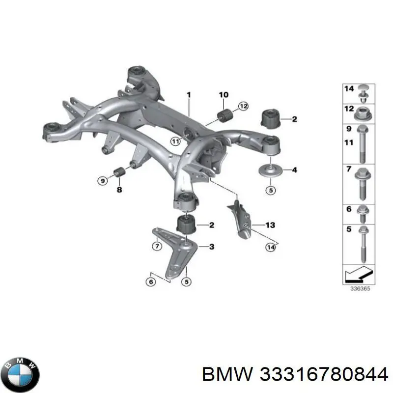 33316780844 BMW subchasis trasero soporte motor