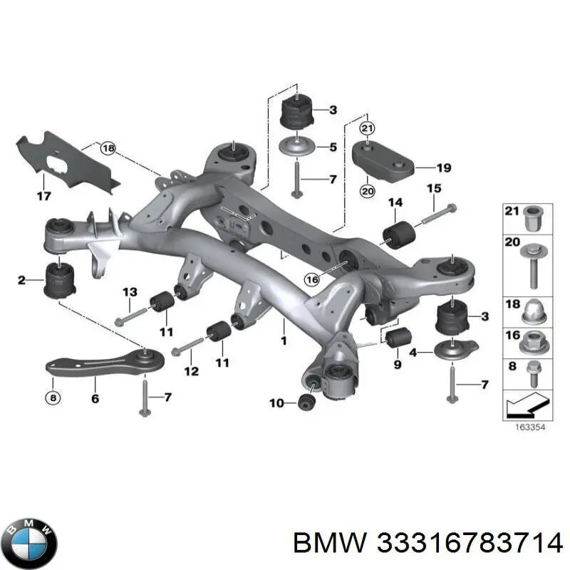 33316783714 BMW subchasis trasero soporte motor