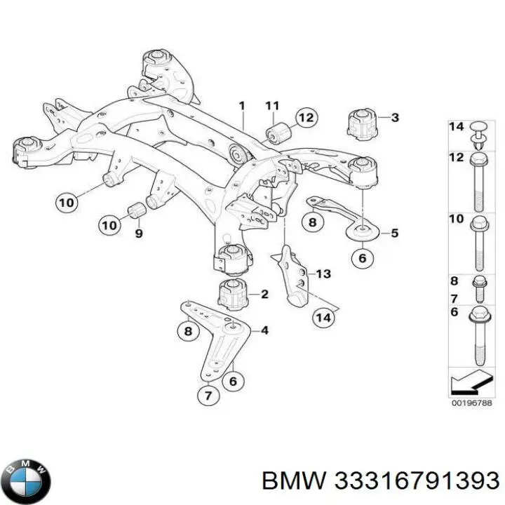 33316791393 BMW suspensión, cuerpo del eje trasero