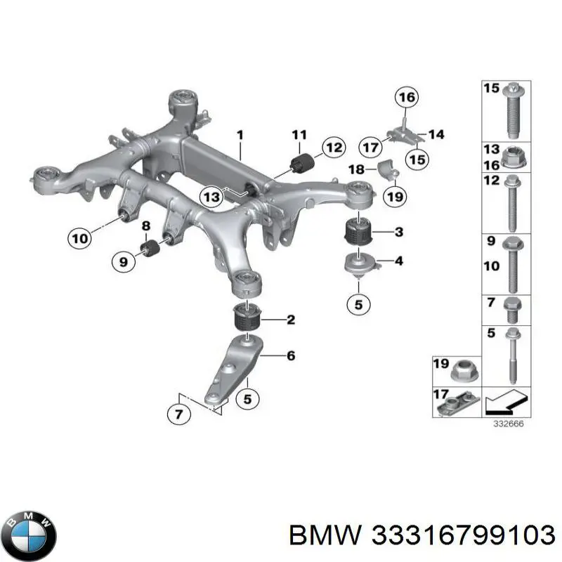 Subchasis trasero soporte motor BMW 33316799103 precio, desde 524,17 EUR