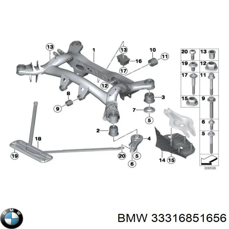 33316851656 BMW subchasis trasero soporte motor