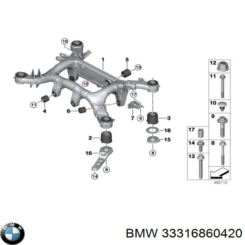 Cojin De Viga Trasera para BMW X6 (G06, F96)