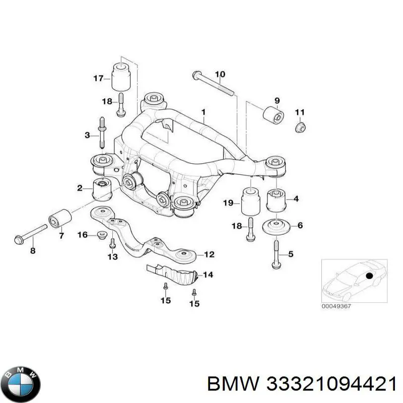 Comprar 33321094421 BMW Soporte trasero del diferencial trasero