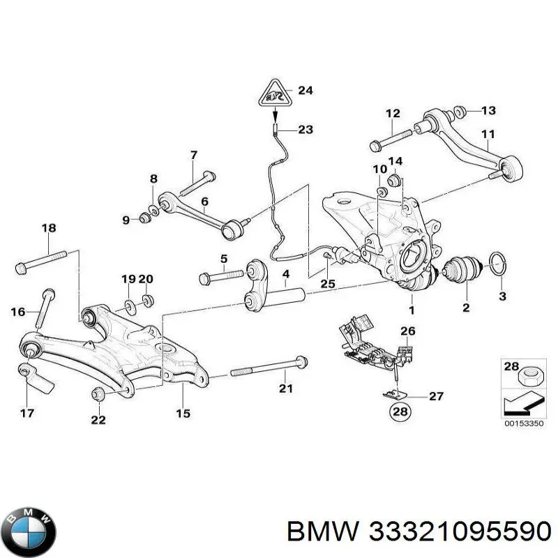 Comprar 33321095590 BMW Perno interior del brazo de caída trasero