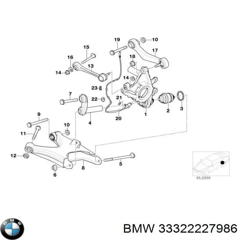 33322227986 BMW mangueta trasera derecha (suspension)