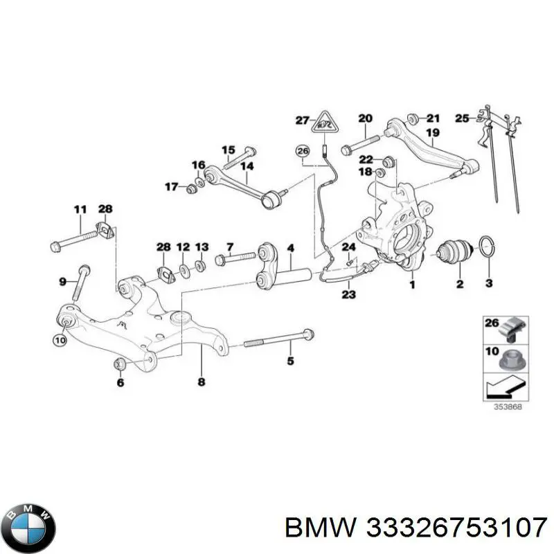 33326753107 BMW brazo suspension trasero inferior izquierdo