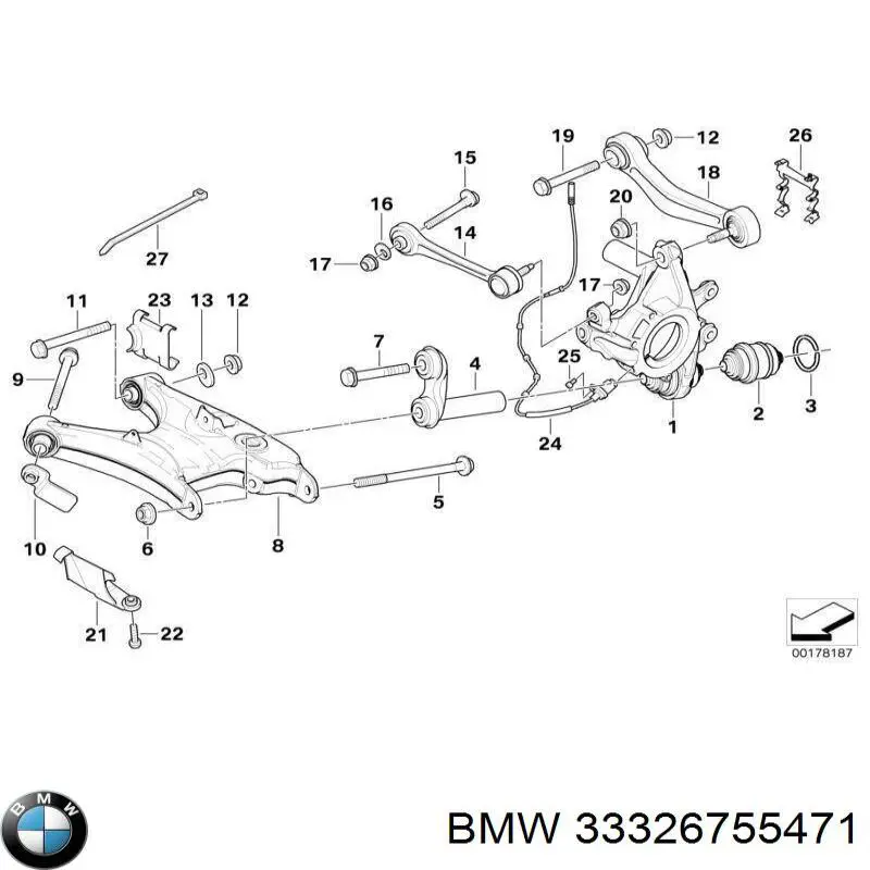 Brazo inferior izquierdo de la suspensión trasera BMW 33326755471 precio, desde 81,31 EUR