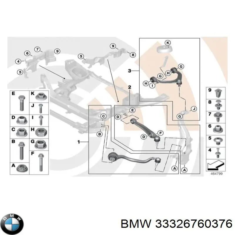 Comprar 33326760376 BMW Tuerca del perno de fijación del brazo delantero inferior
