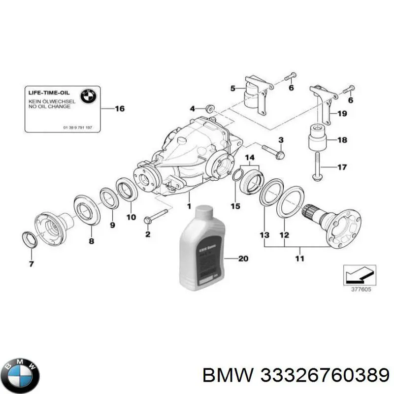 33326760389 BMW Junta del adaptador del filtro de aceite