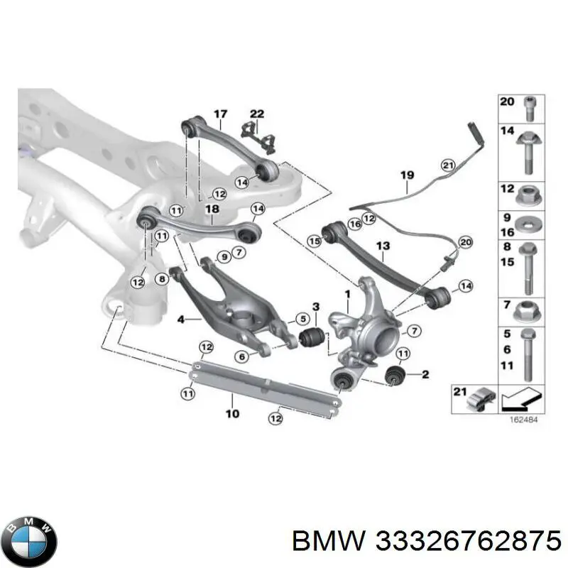 Perno de fijación, brazo delantero, inferior BMW 33326762875
