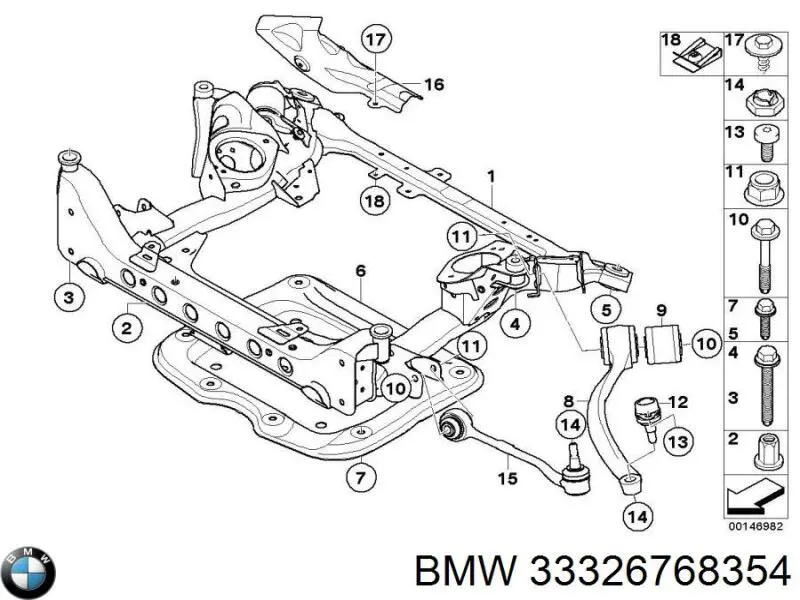 Comprar 33326768354 BMW Perno de fijación del brazo inferior delantero