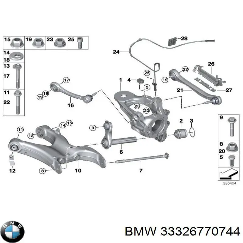 33326770744 BMW Brazo inferior derecho de la suspensión trasera