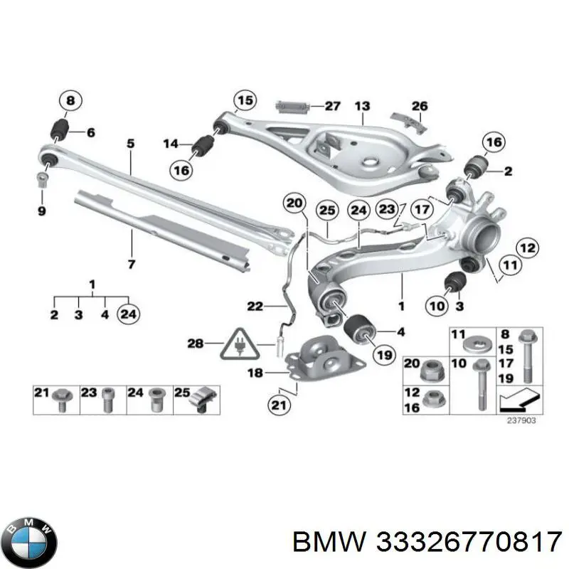 Buje delantero del brazo longitudinal trasero BMW 33326770817 precio, desde 20,00 EUR