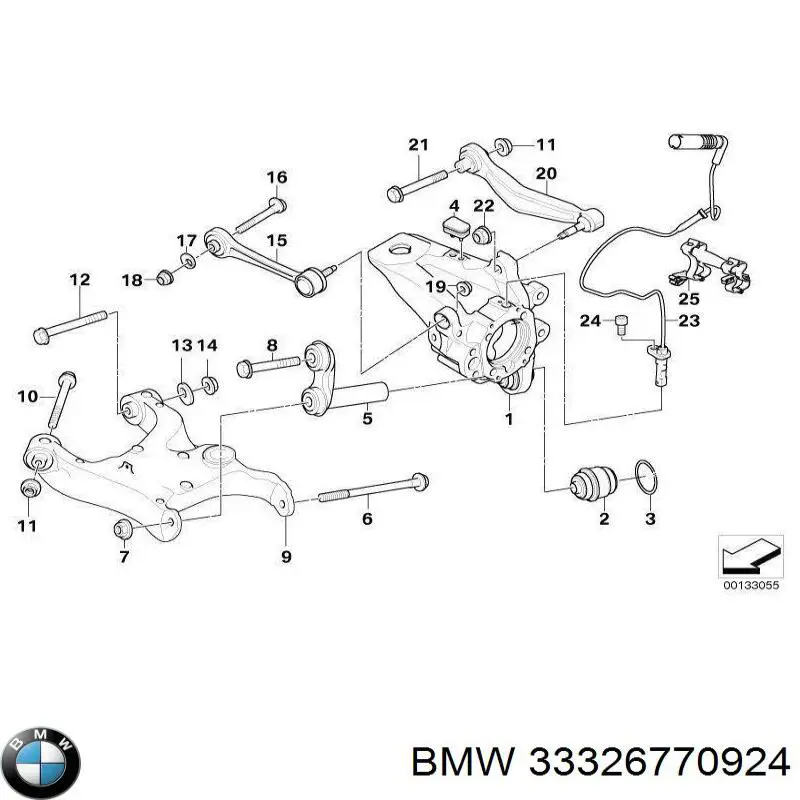 33326770924 BMW muñón del eje, suspensión de rueda, trasero derecho