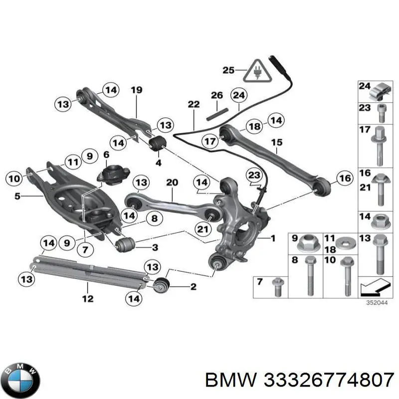 33326774807 BMW muñón del eje, suspensión de rueda, trasero izquierdo