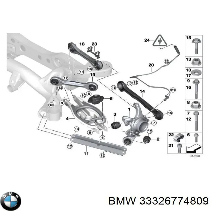 33326774809 BMW muñón del eje, suspensión de rueda, trasero izquierdo