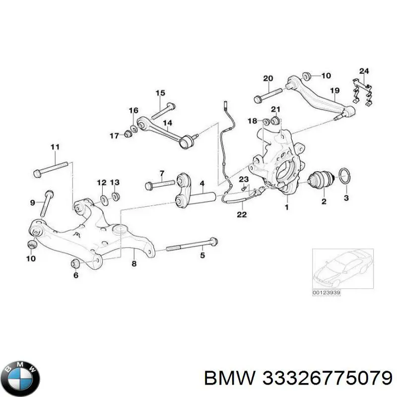 Muñón de eje, cuerpo del eje, trasero izquierdo para BMW 7 (E65, E66, E67)