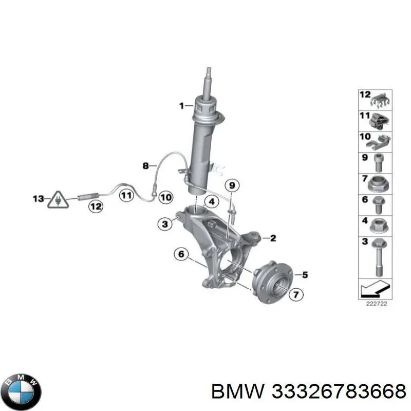 33326783668 BMW muñón del eje, suspensión de rueda, trasero derecho