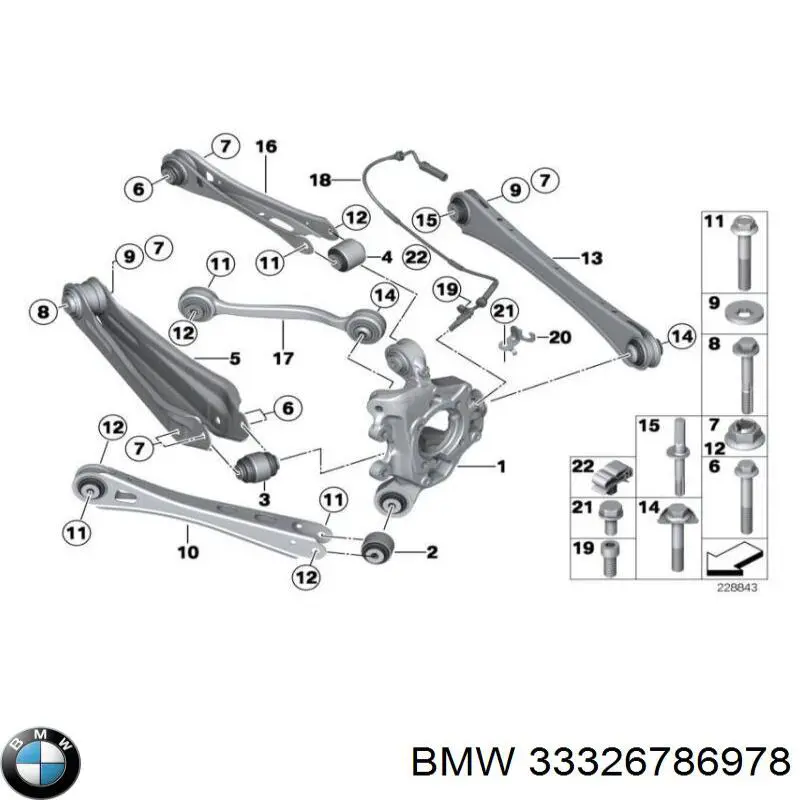 Brazo longitudinal inferior trasero izquierdo/derecho BMW 33326786978