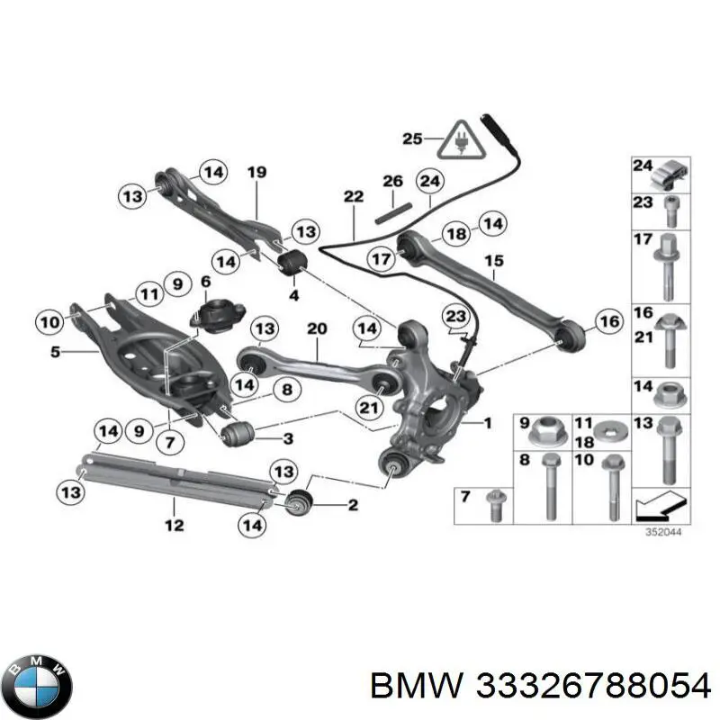 33326788054 BMW muñón del eje, suspensión de rueda, trasero derecho