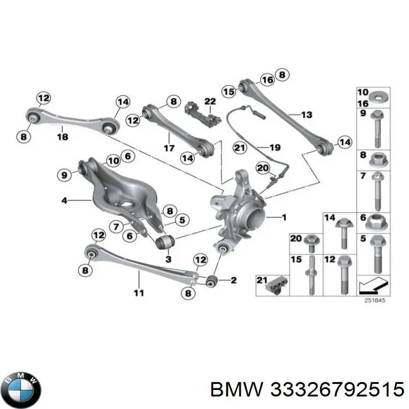 33326792515 BMW muñón del eje, suspensión de rueda, trasero izquierdo