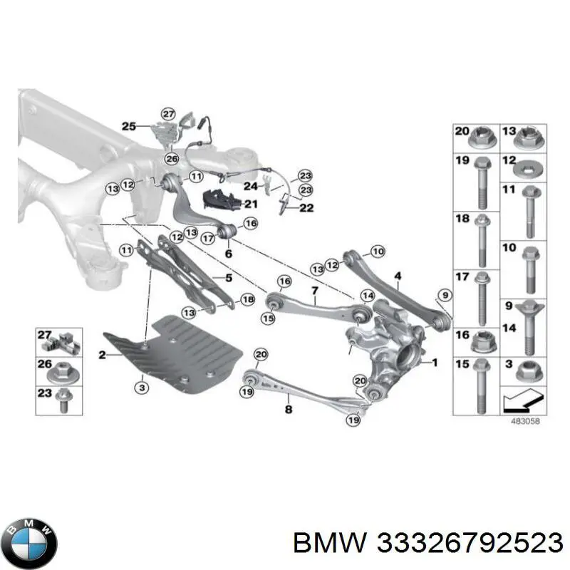 Comprar 33326792523 BMW Mangueta trasera izquierda